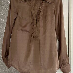 Costa Blanca - gold - long sleeve silk blouse